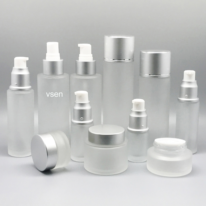 通用亚银套装瓶子 面霜瓶子定制  现货便宜磨砂(图6)